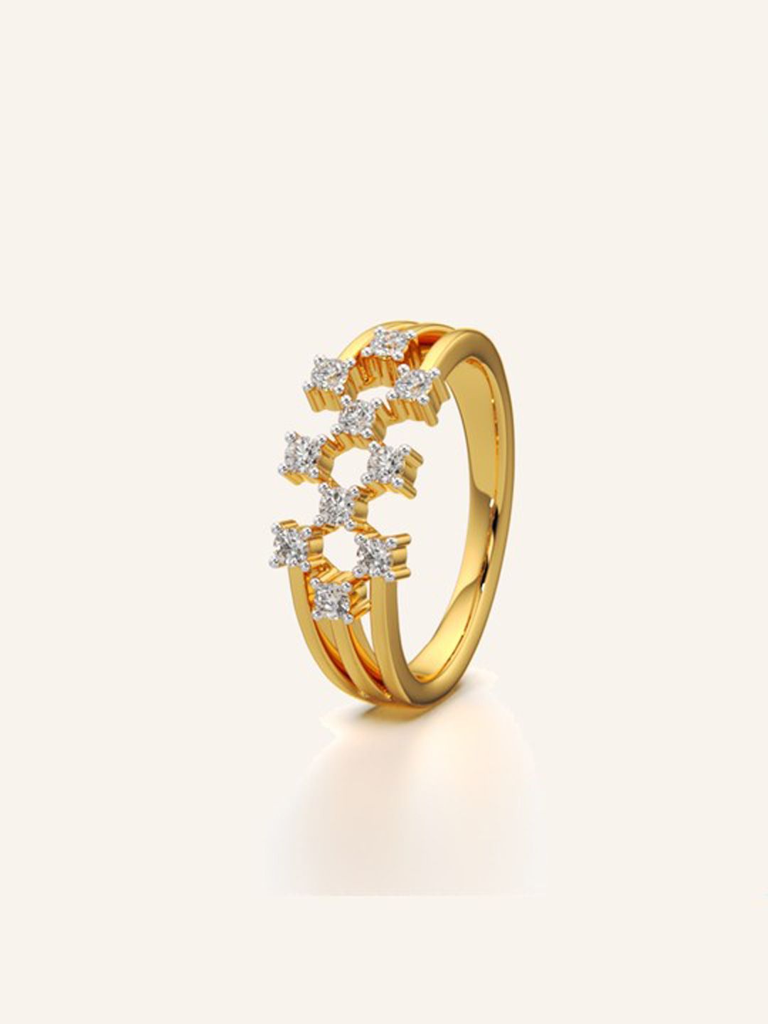 KYMEE 18K Gold-Plated Vermeil Cluster Three Row Ring
