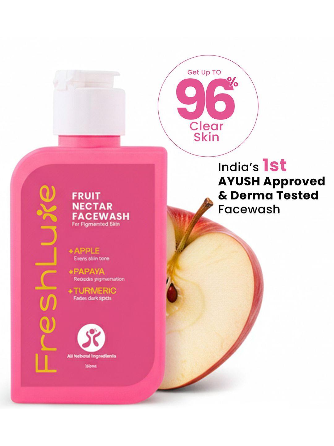 Freshluxe Fruit Nectar Face Wash for Pigmented Skin with Apple, Papaya & Turmeric - 100 ml