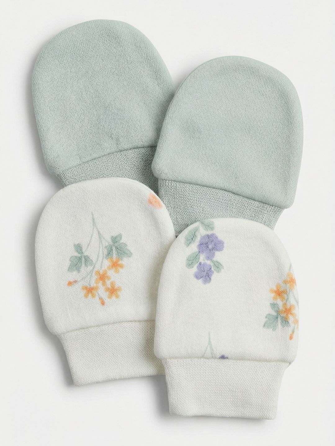 mothercare Infants Girls Pack Of 2 Printed Organic Cotton Mittens