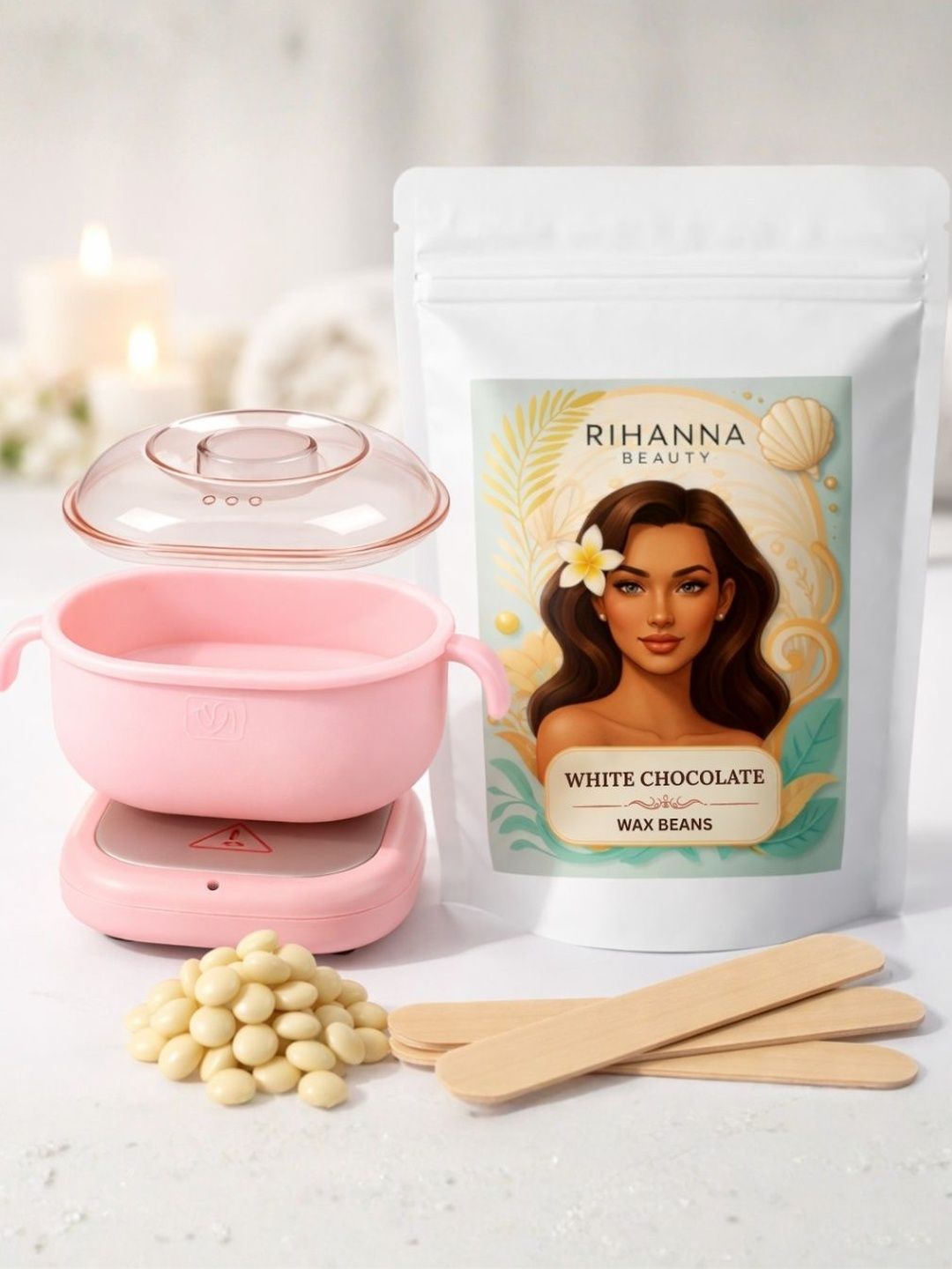 Buy RIHANNA BEAUTY Silicone Wax Heater Machine With White Chocolate Brazilian Wax Bean  150 G -  - Personal Care for Unisex