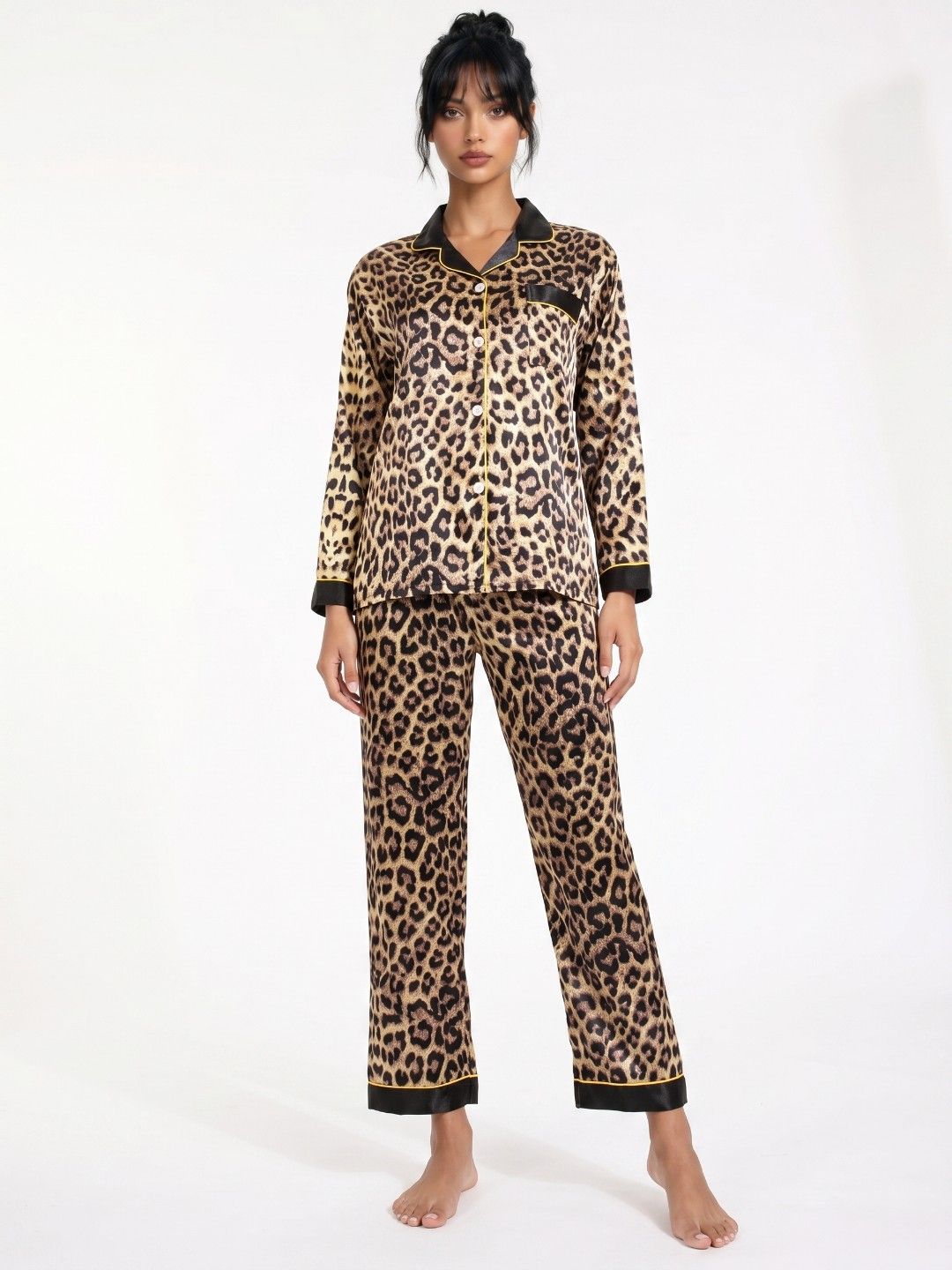 Printed Lapel Collar Night Suit 5