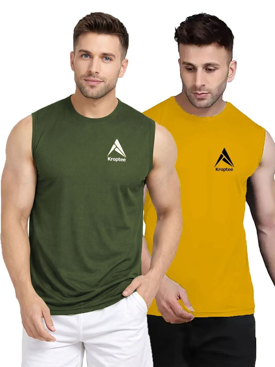 Kroptee Pack of 2 Cotton Blend Gym Vest