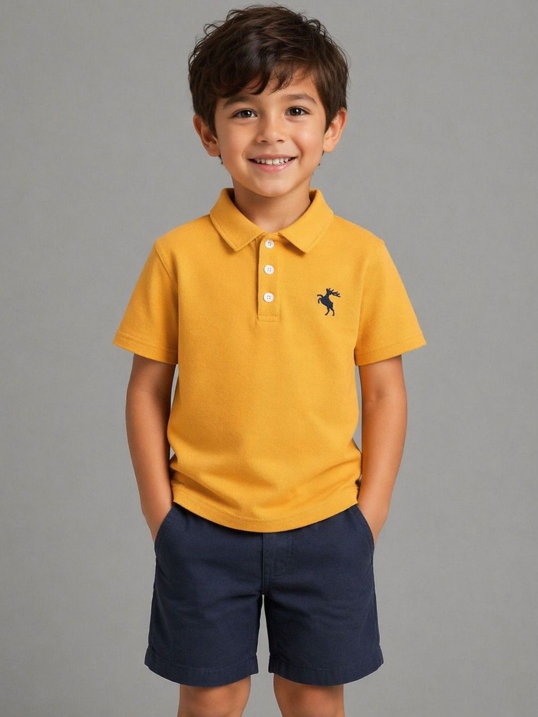 TIOR Boys Yellow Polyester Tshirts