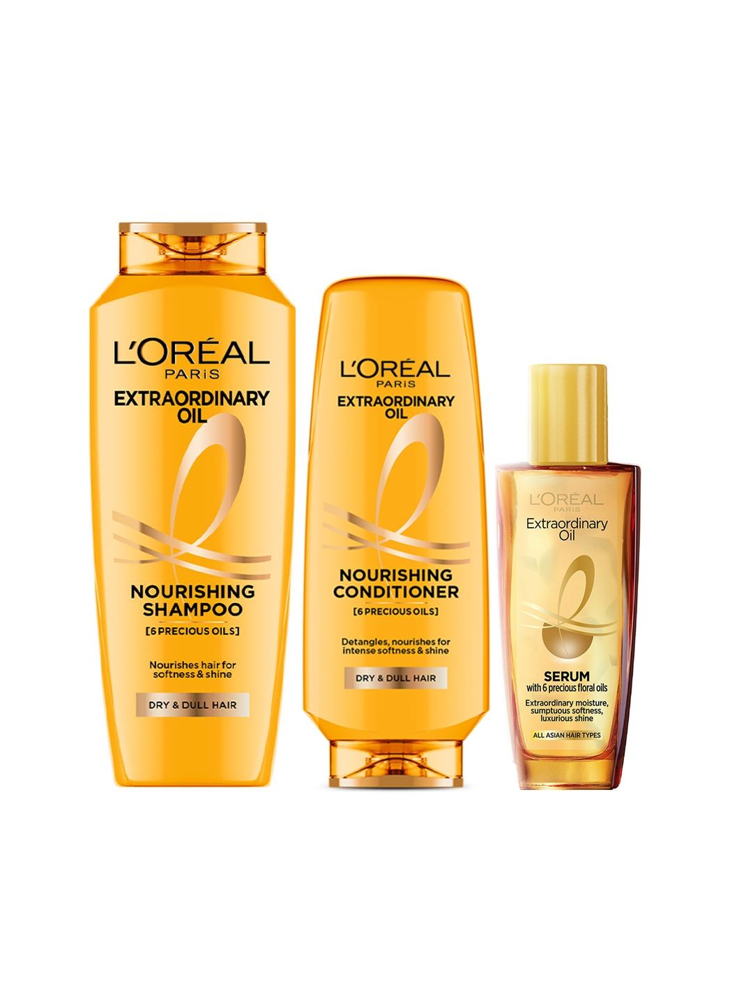Buy LOreal Set Of Extraordinary Oil Nourishing Shampoo 340ml + Conditioner 175ml + Serum 30ml -  - Personal Care for Unisex
