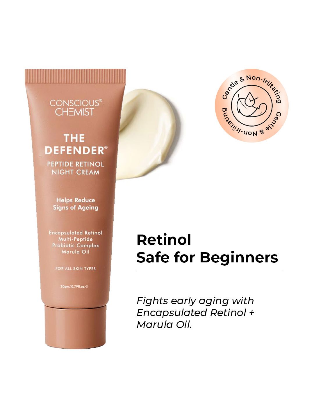 Conscious Chemist Multi Peptide Retinol Anti Ageing Night Cream - 20g