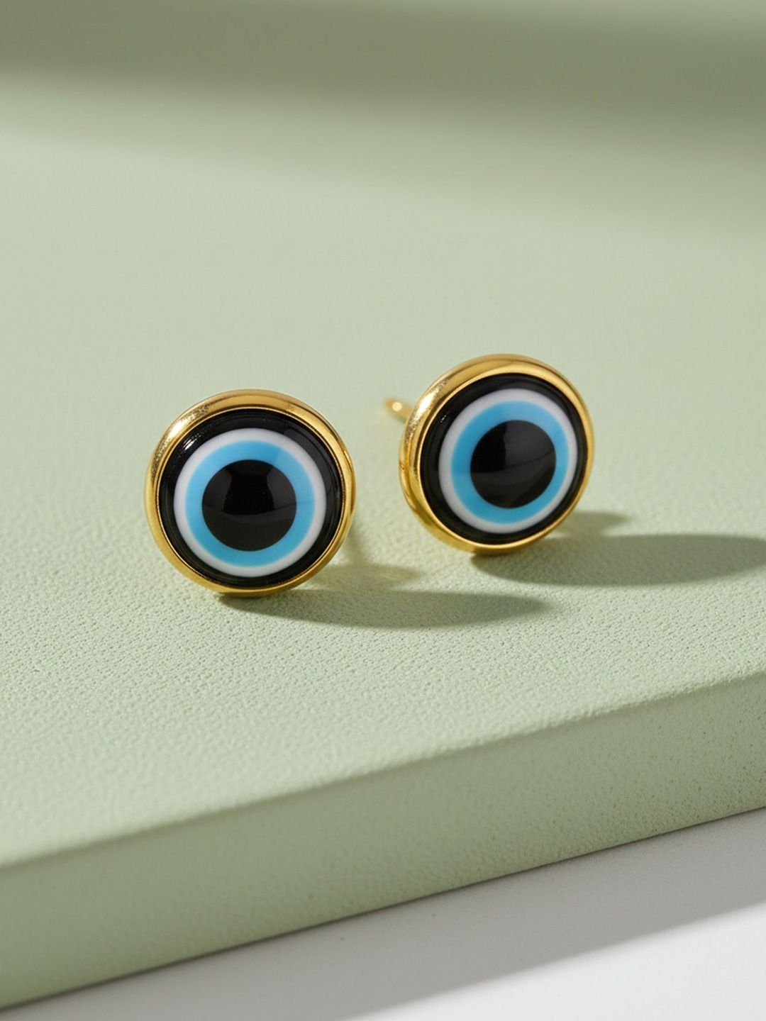 ELRA 18k Gold Plated Stainless Steel Waterproof & Anti-Tarnish Evil Eye Stud Earrings