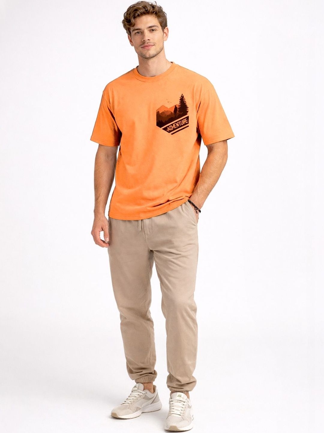 The Roadster Lifestyle Co Printed Pure Cotton Round Neck Tshirt