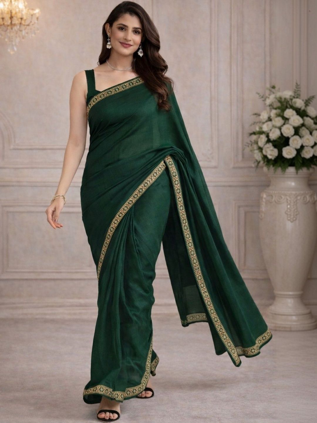 HERE&NOW Embellished Zari Silk Blend Saree