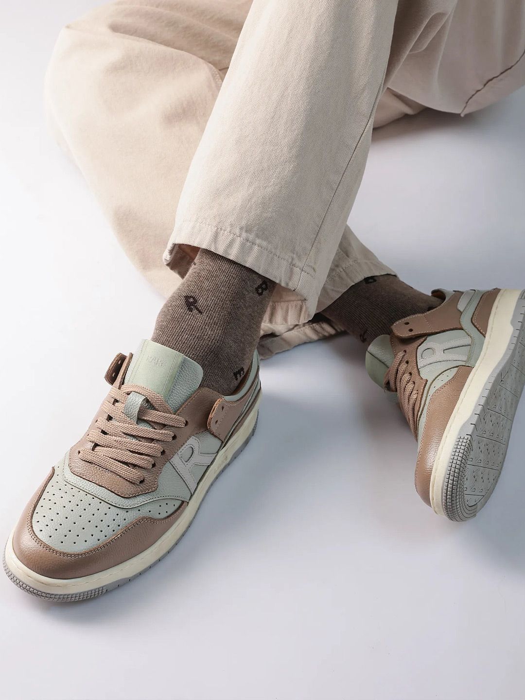 RARE RABBIT Men Colourblocked Leather Sneakers