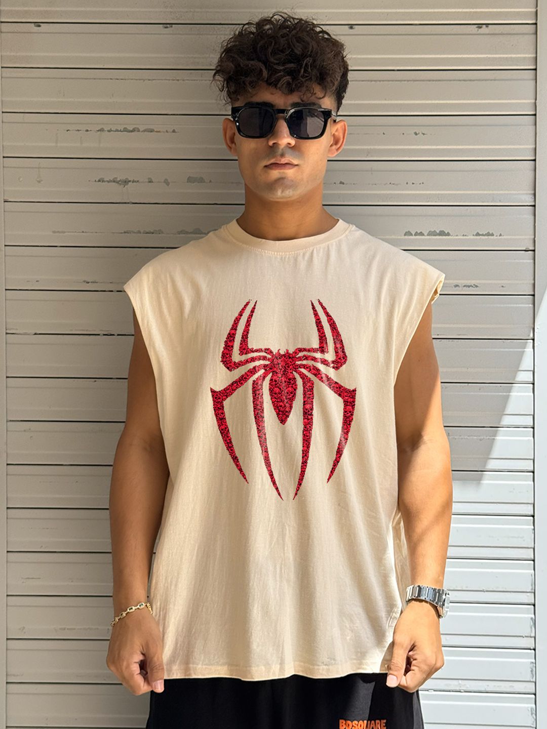 BDSQUARE Graphic Printed Round Neck Cotton Innerwear Vests