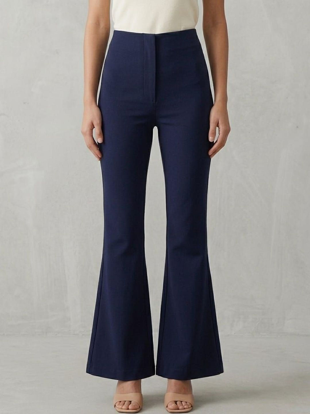 HIGH BUY Women Tailored Flared High-Rise Trousers