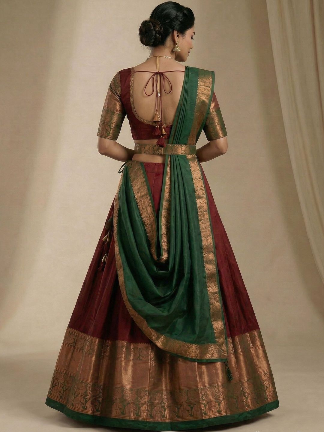 Block Print Ready to Wear Lehenga & Unstitched Blouse With Dupatta 4