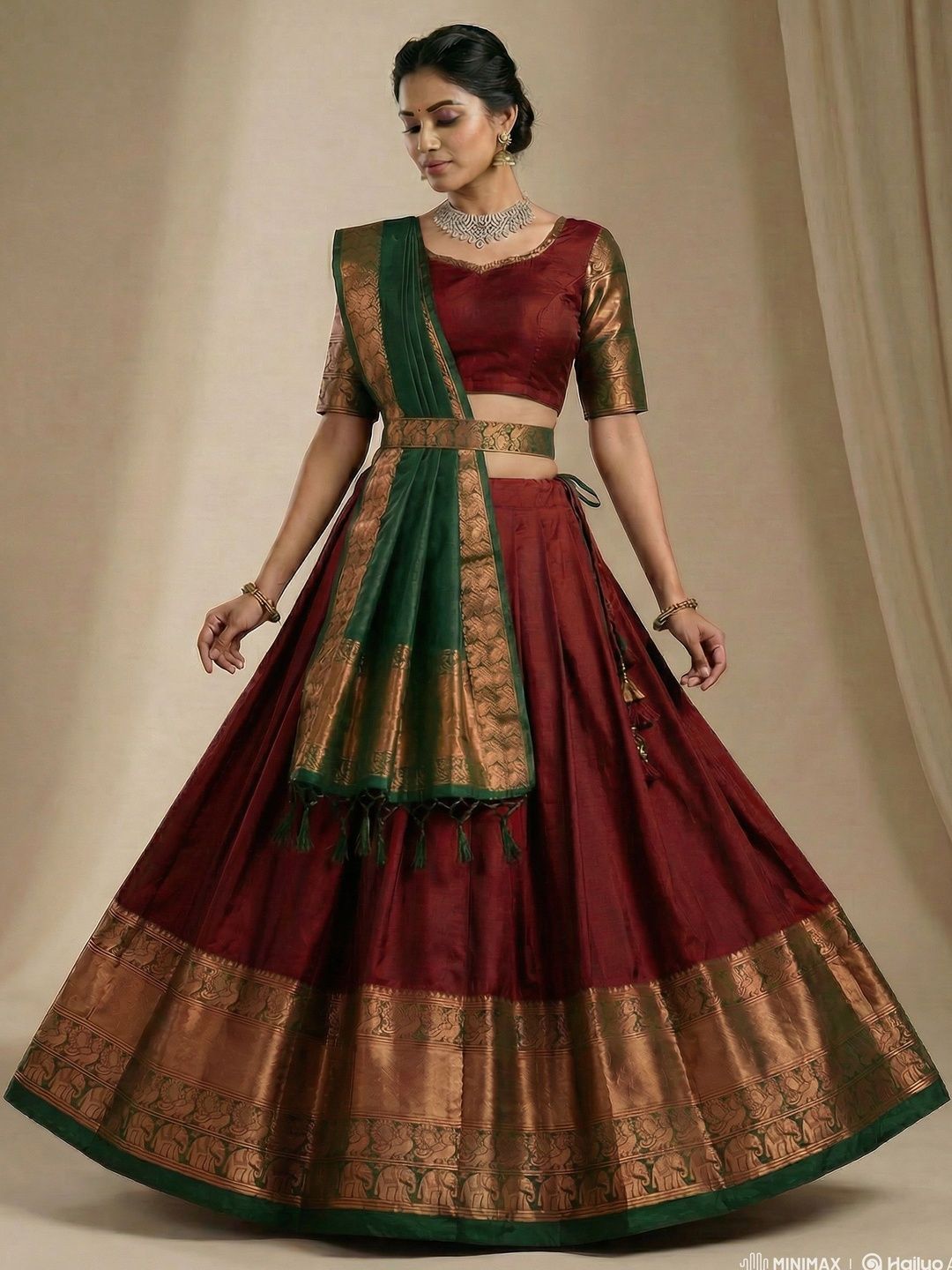 Block Print Ready to Wear Lehenga & Unstitched Blouse With Dupatta