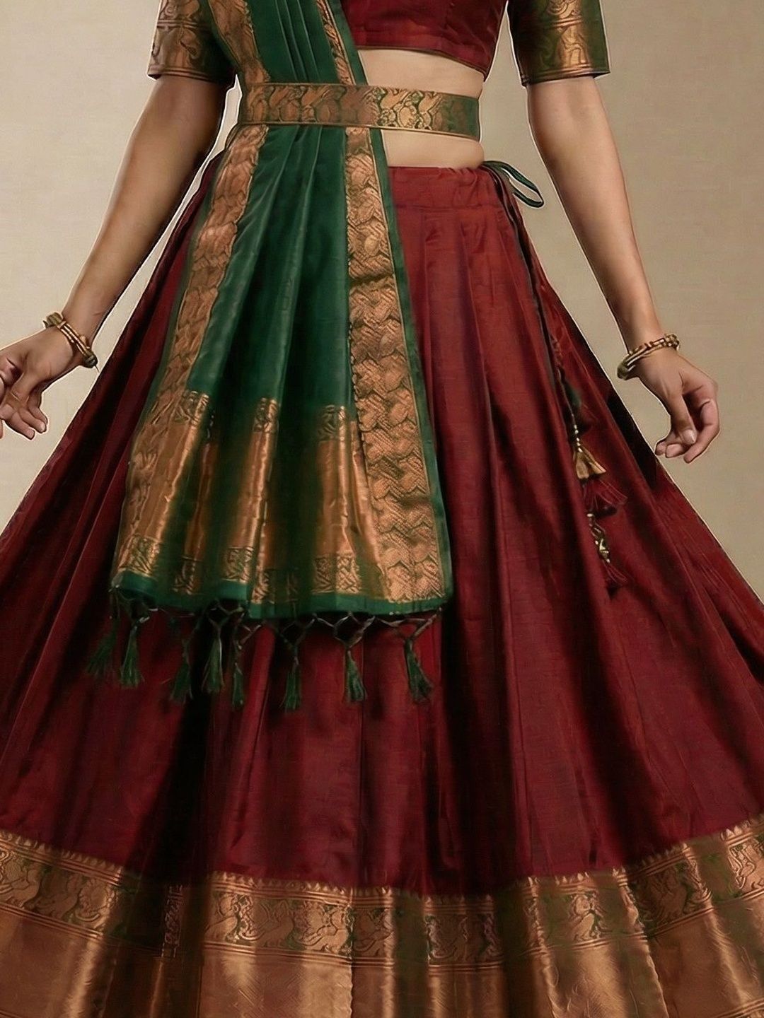 Block Print Ready to Wear Lehenga & Unstitched Blouse With Dupatta 2
