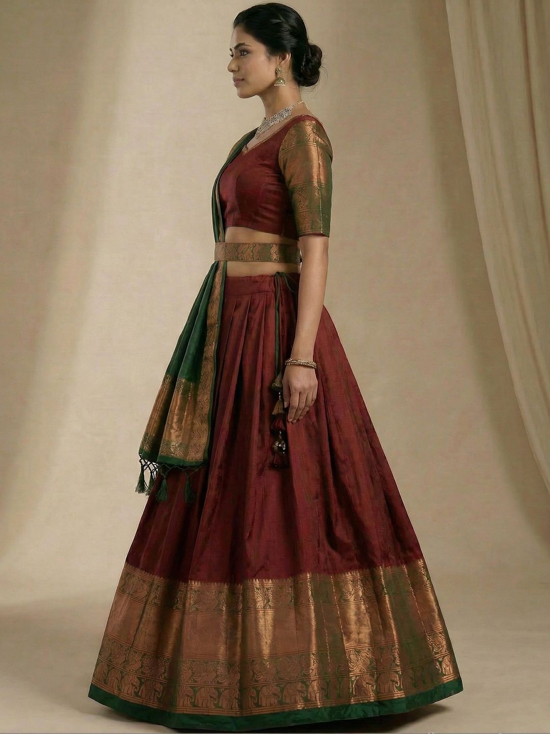 Block Print Ready to Wear Lehenga & Unstitched Blouse With Dupatta 3