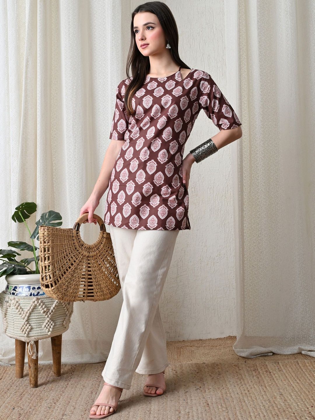 Krati Creations Geometric Print Cotton Blend Top