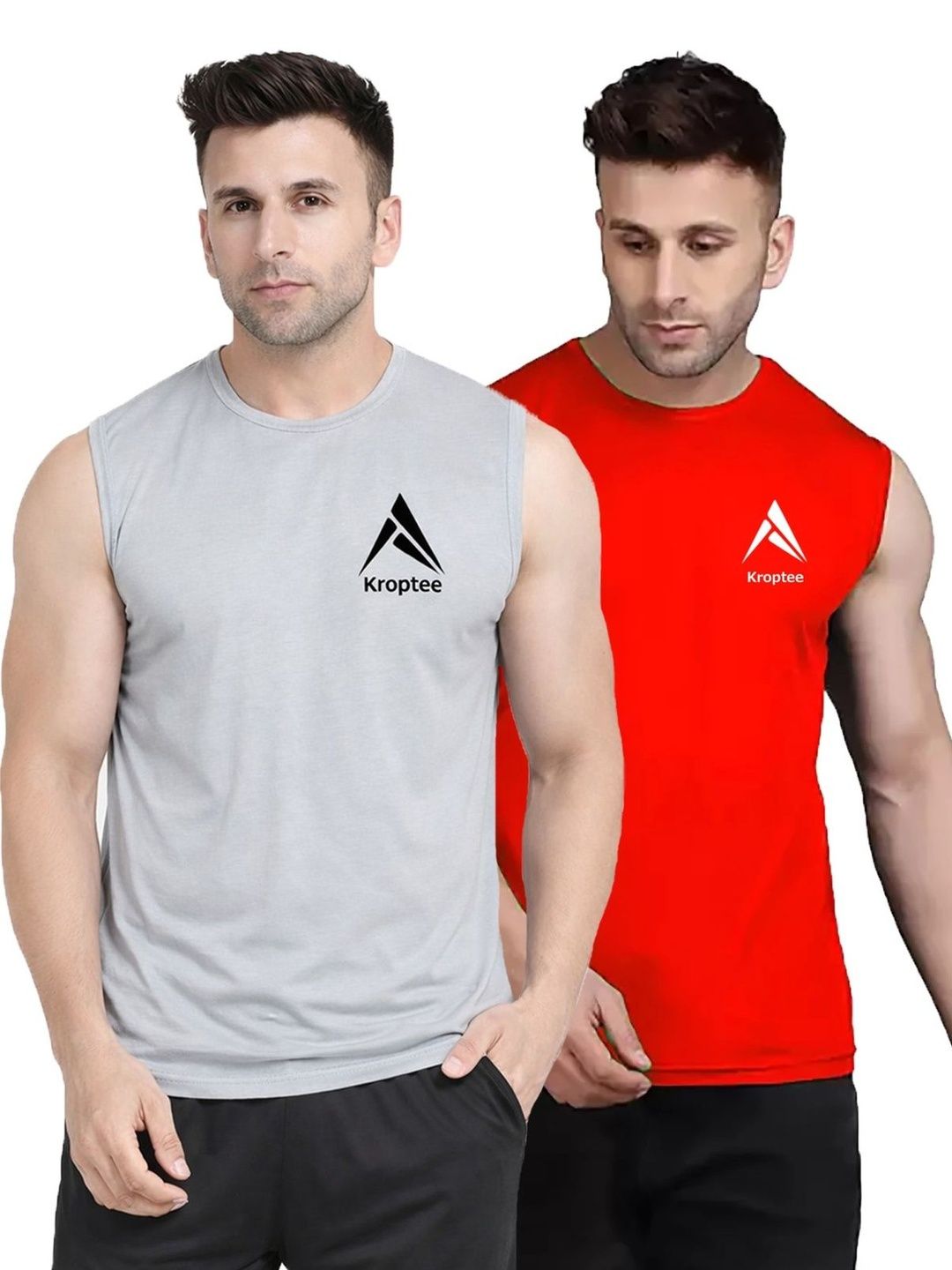 Kroptee Pack of 2 Cotton Blend Gym Vest