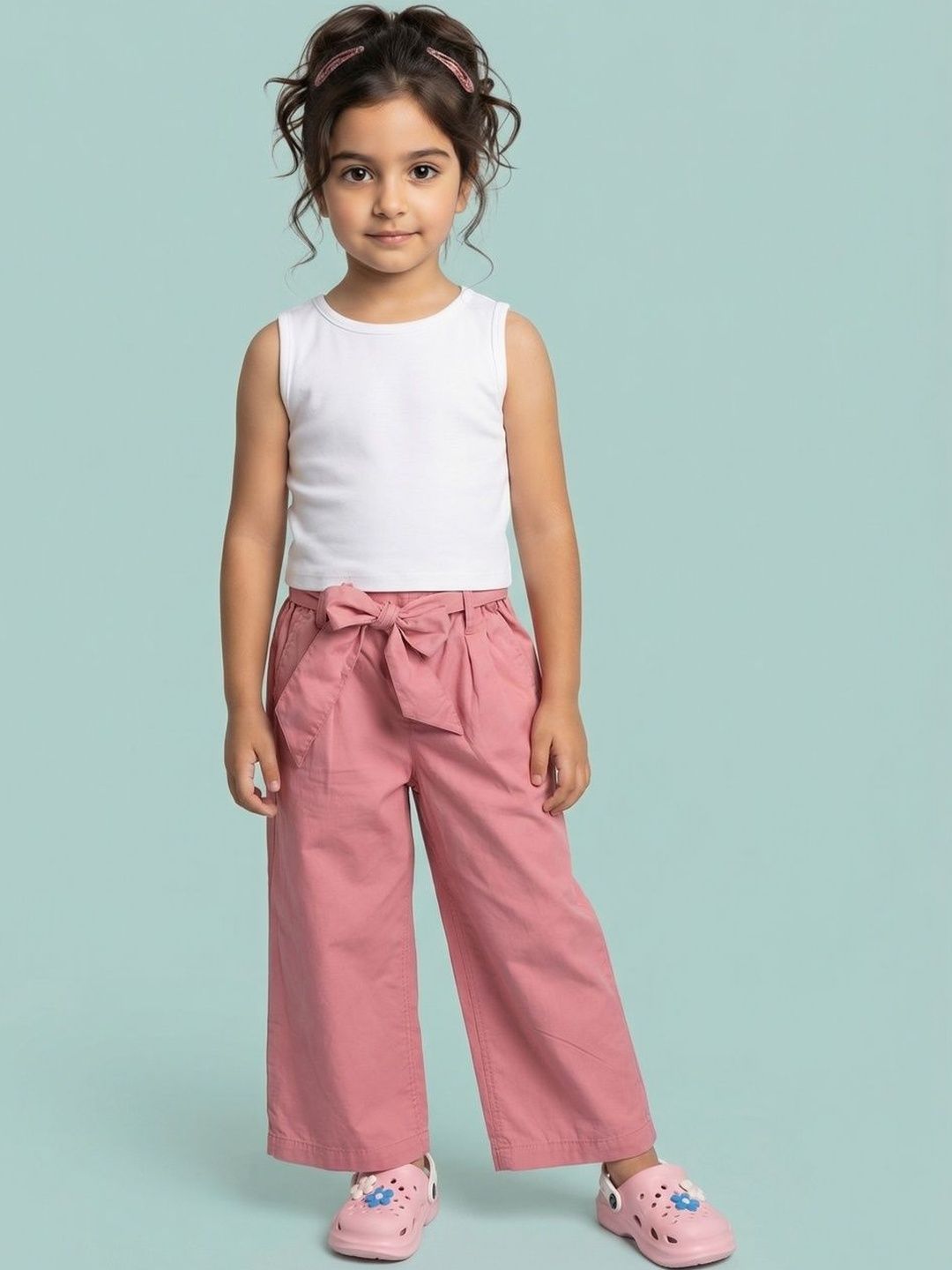 Loose Paperbag Cropped Wide Leg Trousers
