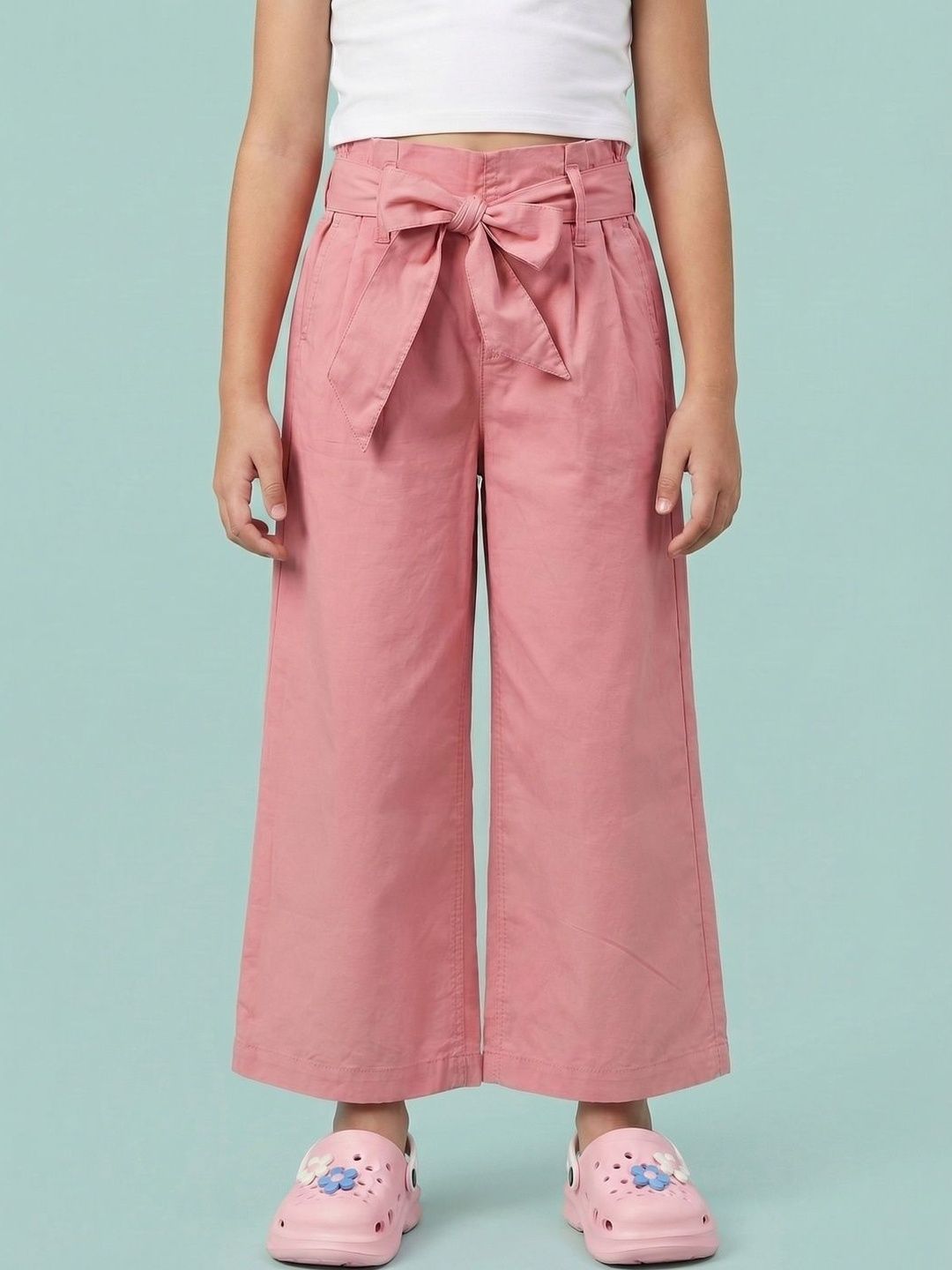 Loose Paperbag Cropped Wide Leg Trousers 2