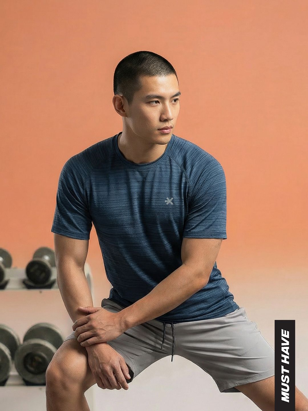 HRX by Hrithik Roshan Striped Rapid Dry Training or Gym T-shirt