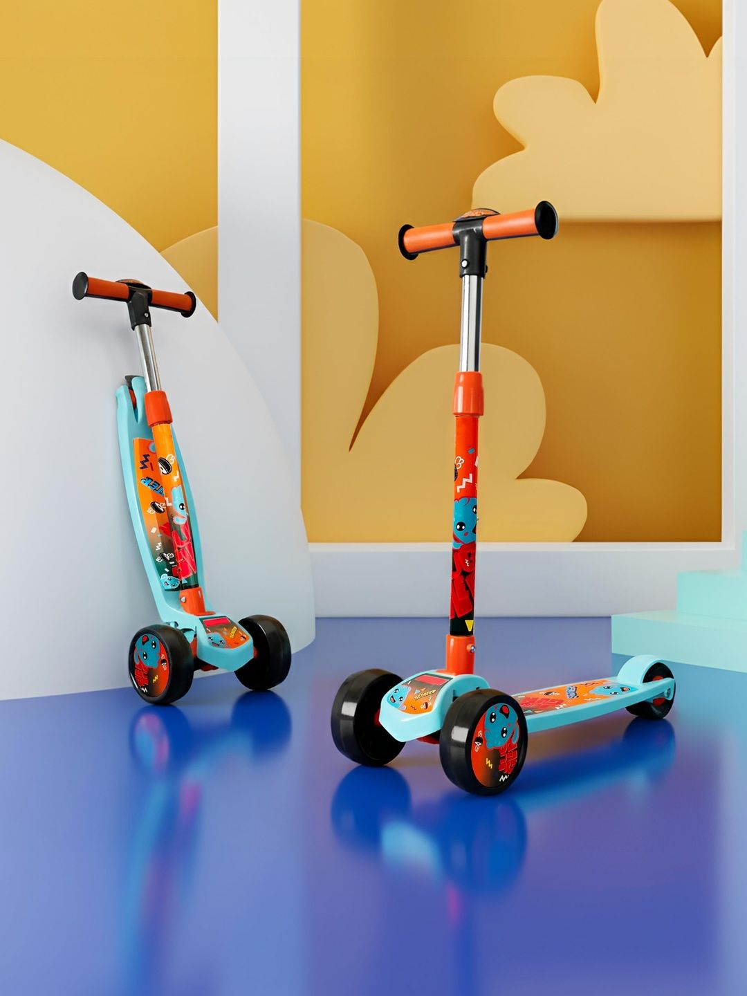 KIDSMATE Kids Blue Fliprider 3 Wheel Kick Scooter