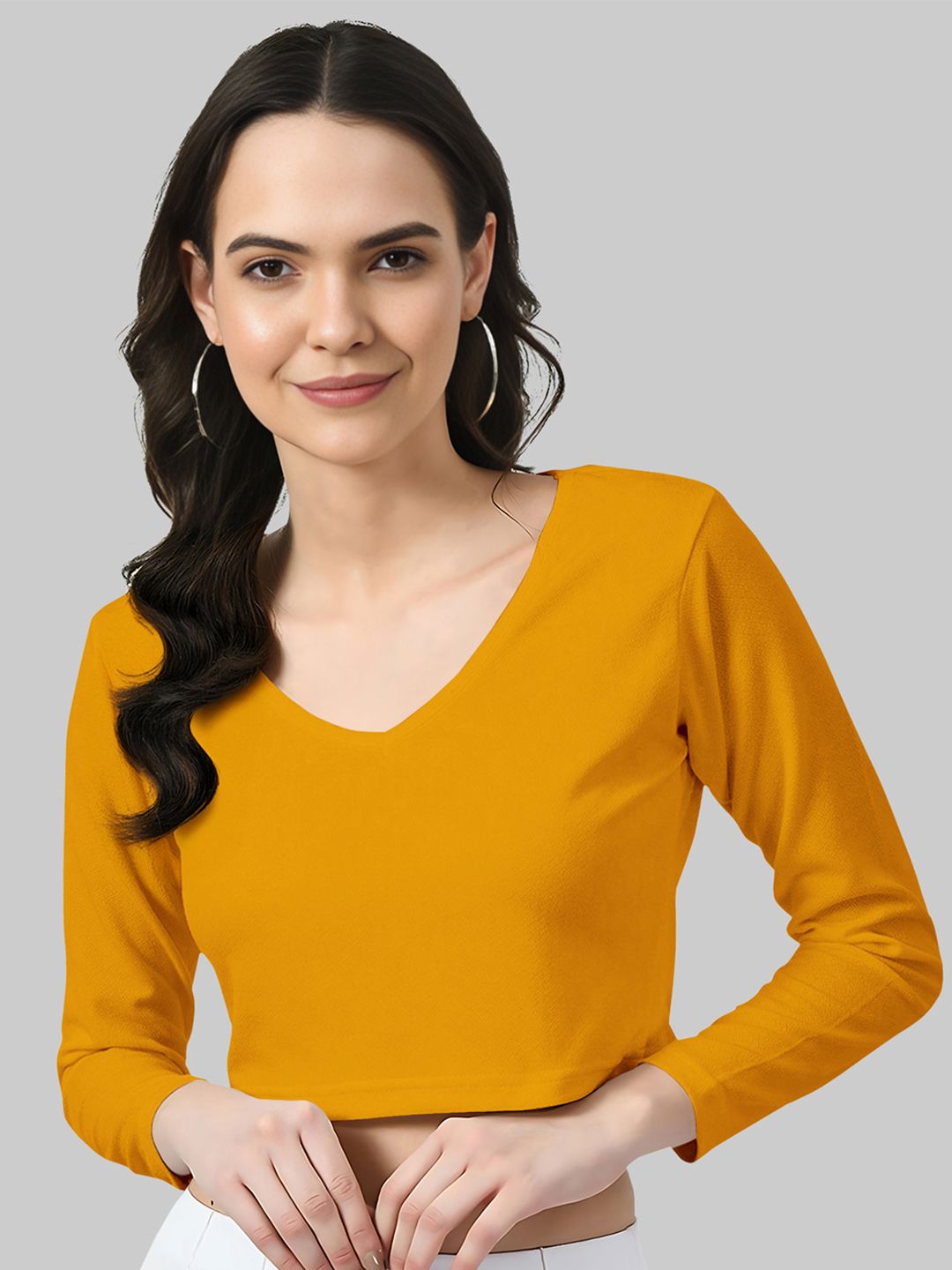 Dream Beauty Fashion V-Neck Long Sleeves Crop Top