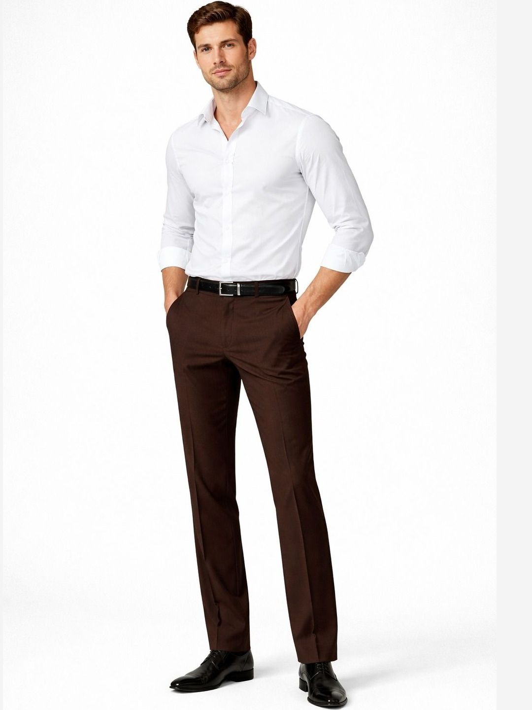 GHABA CREATION Men Classic Mid Rise Regular Fit Cotton Formal Trousers