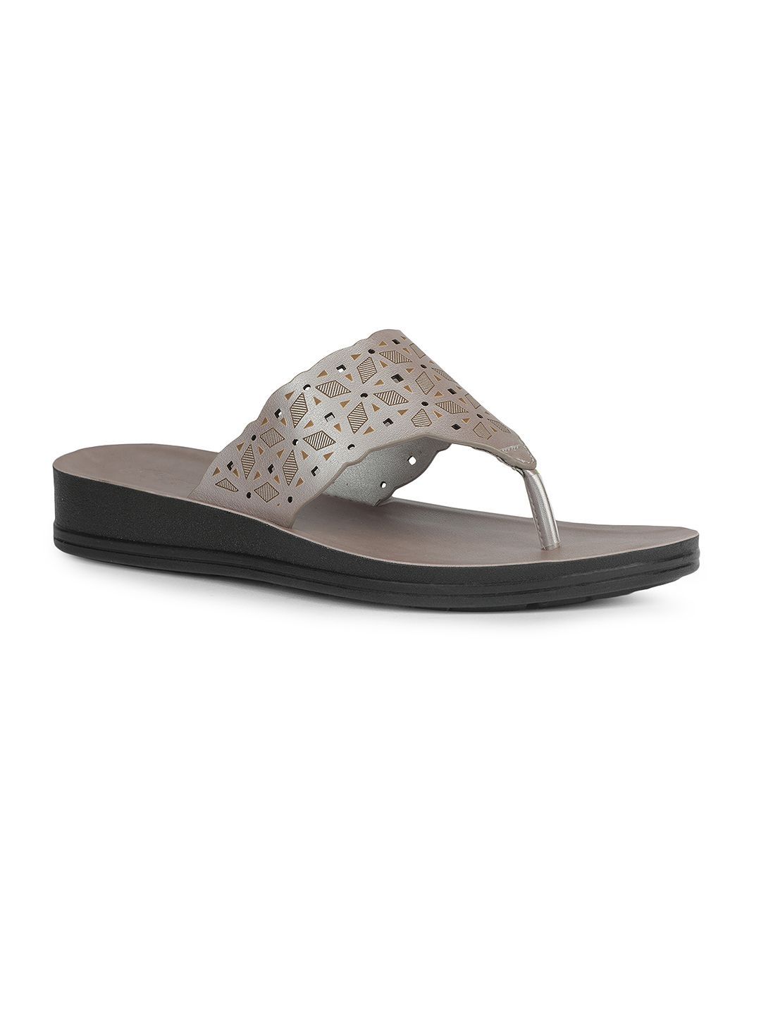 Bata Embellished Wedge Sandals with Laser Cuts
