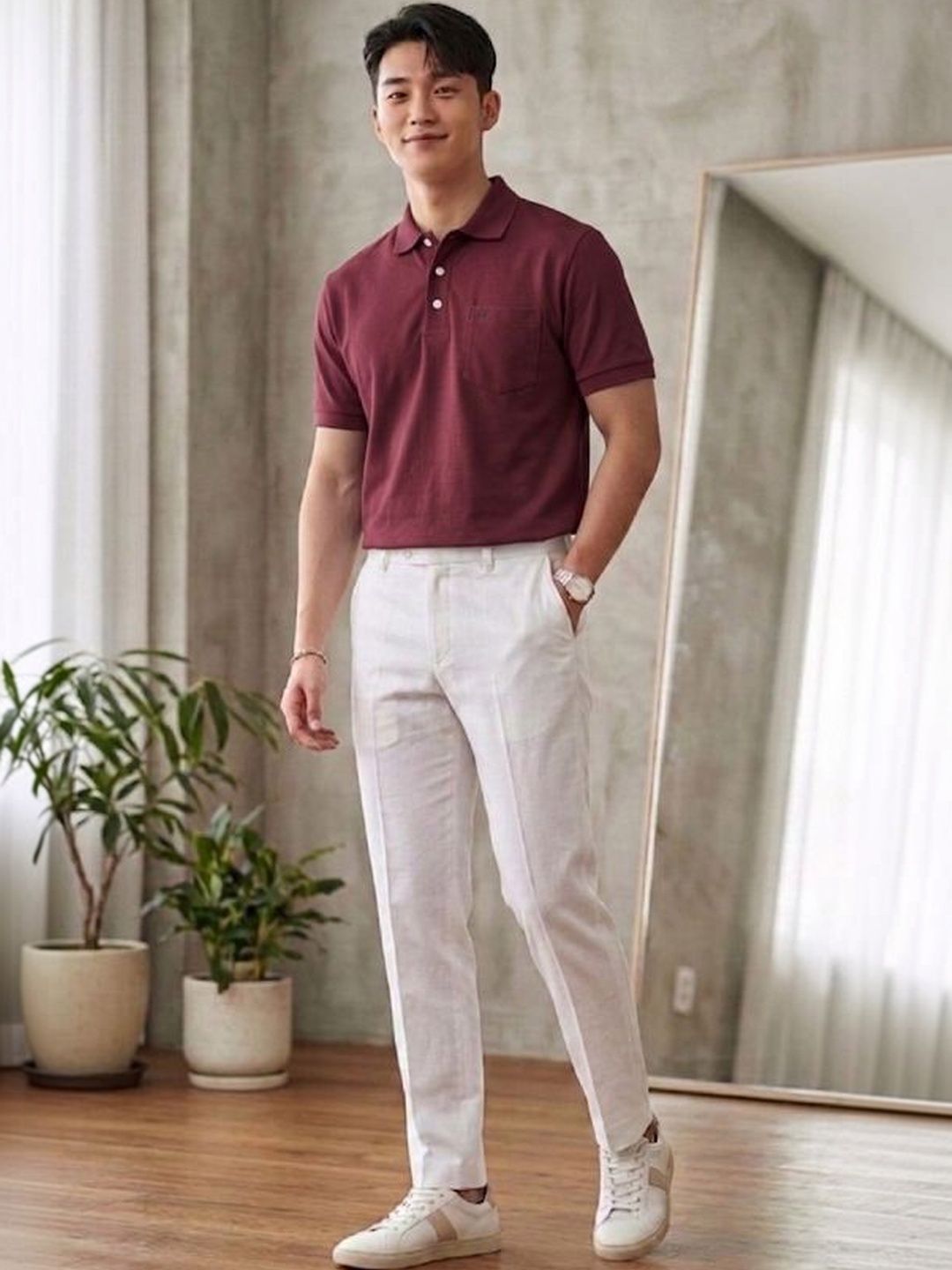 fashlook Men Polo Collar Pockets T-shirt