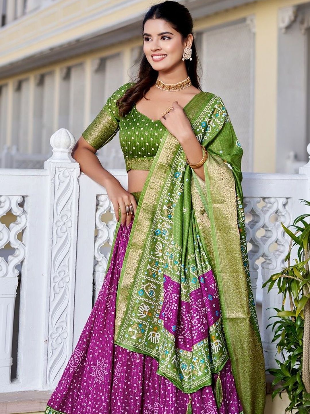 Printed Scoop Neck Flared Lehenga Choli 3