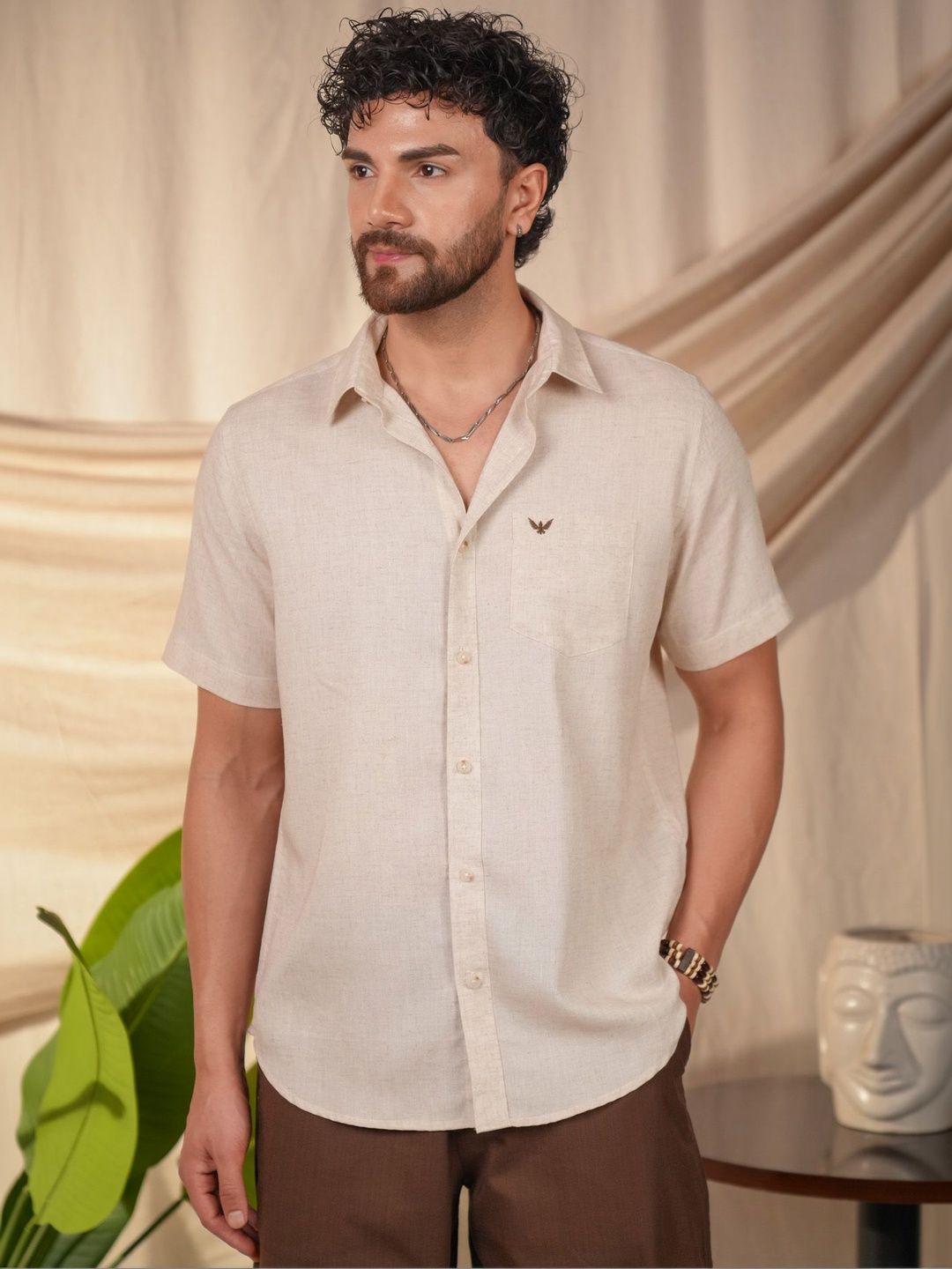 PERCH Men Slim Fit Casual Shirt