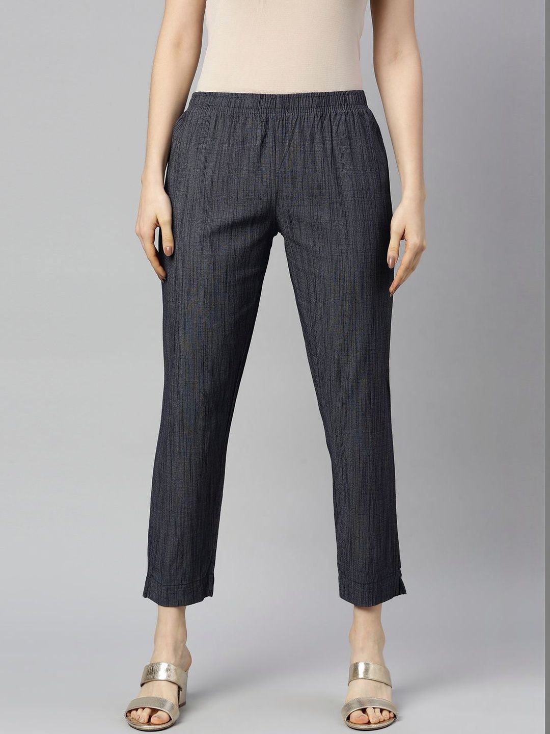 Minelli Women Textured Printed Trousers