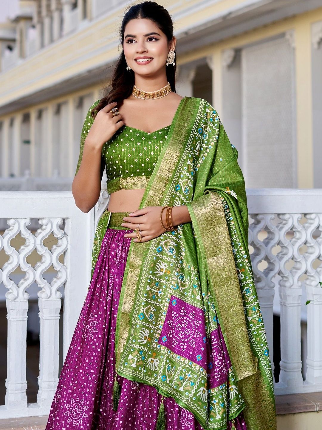 Printed Scoop Neck Flared Lehenga Choli 2