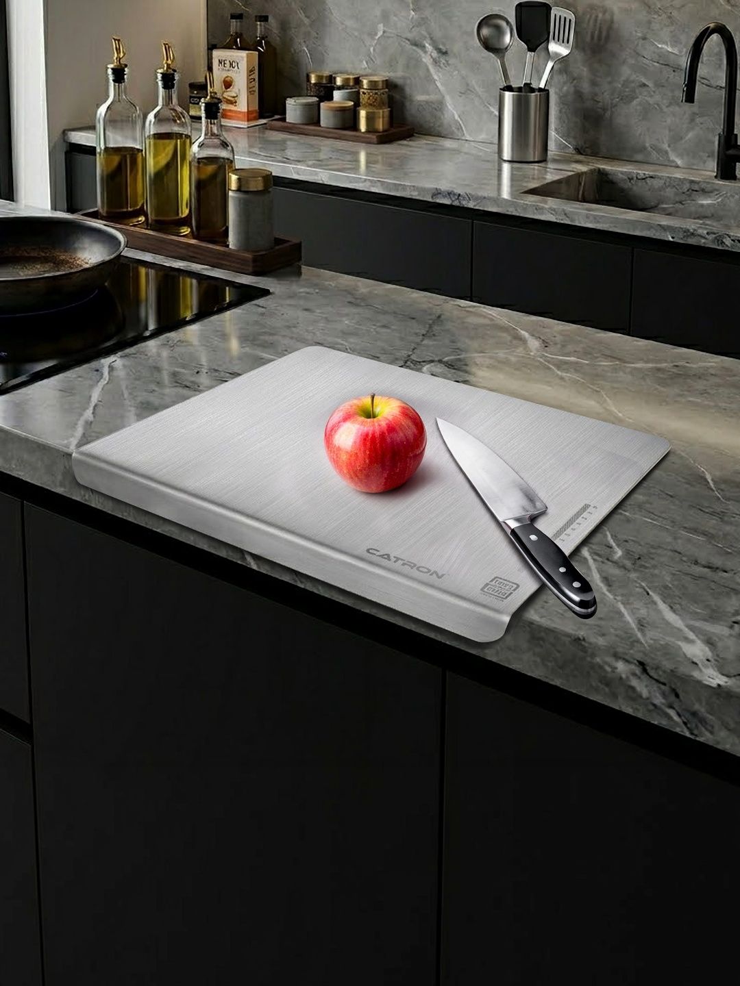 CATRON Silver-Toned 2026 Stainless Steel Chopping Board