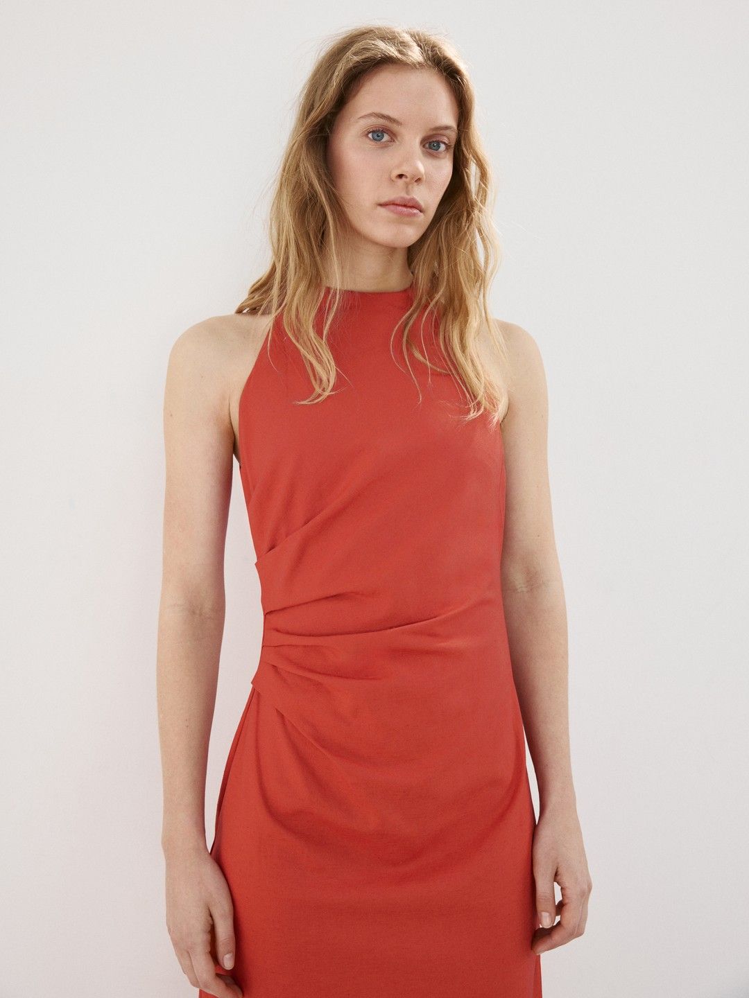 Halter Neck Gathers Sheath Dress 3