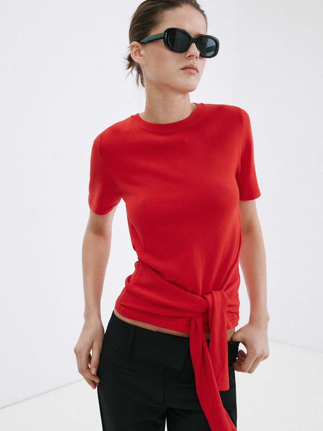 MANGO Round Neck Regular Top