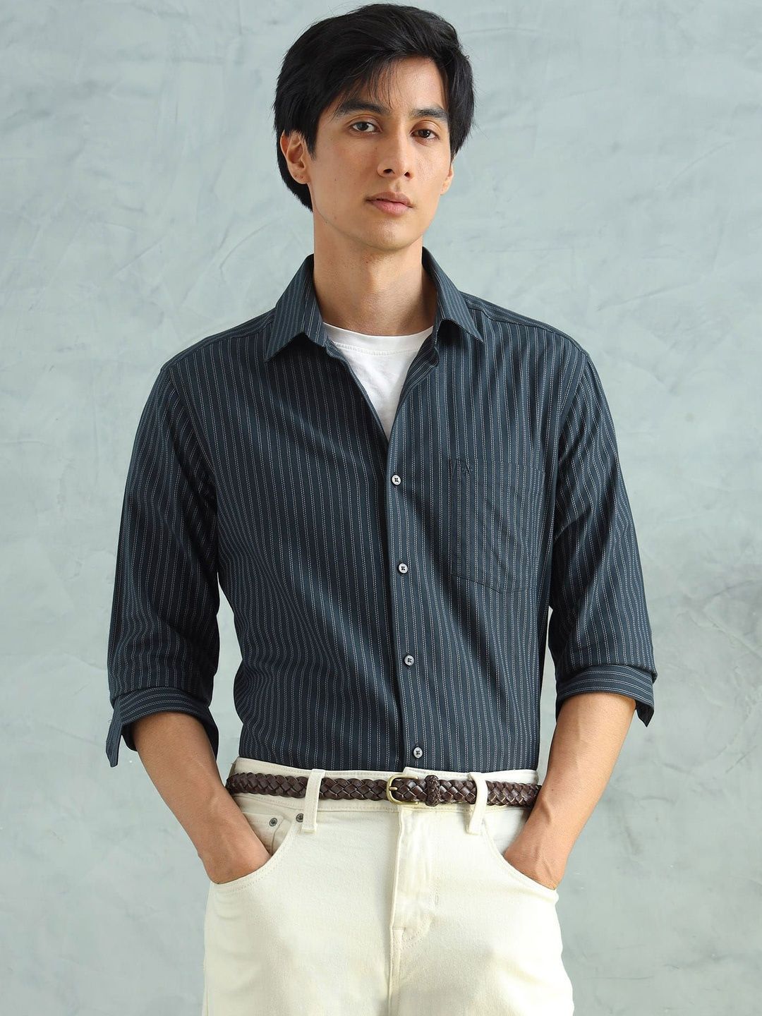Arrow Slim Fit Striped Pure Cotton Casual Shirt