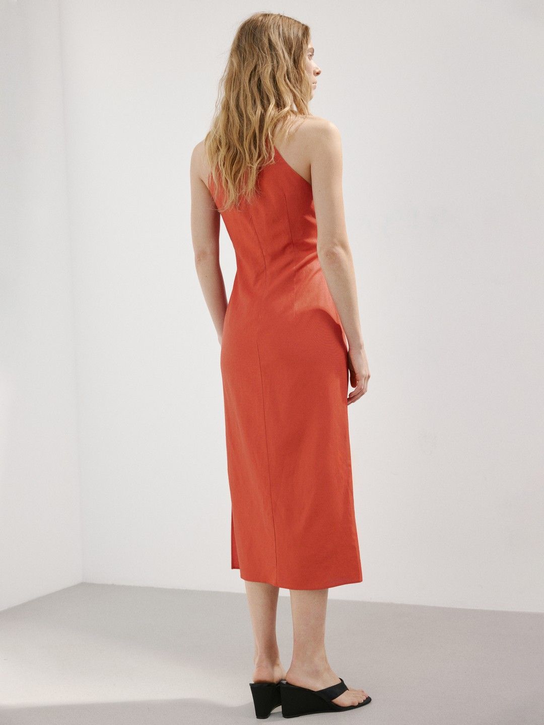 Halter Neck Gathers Sheath Dress 4