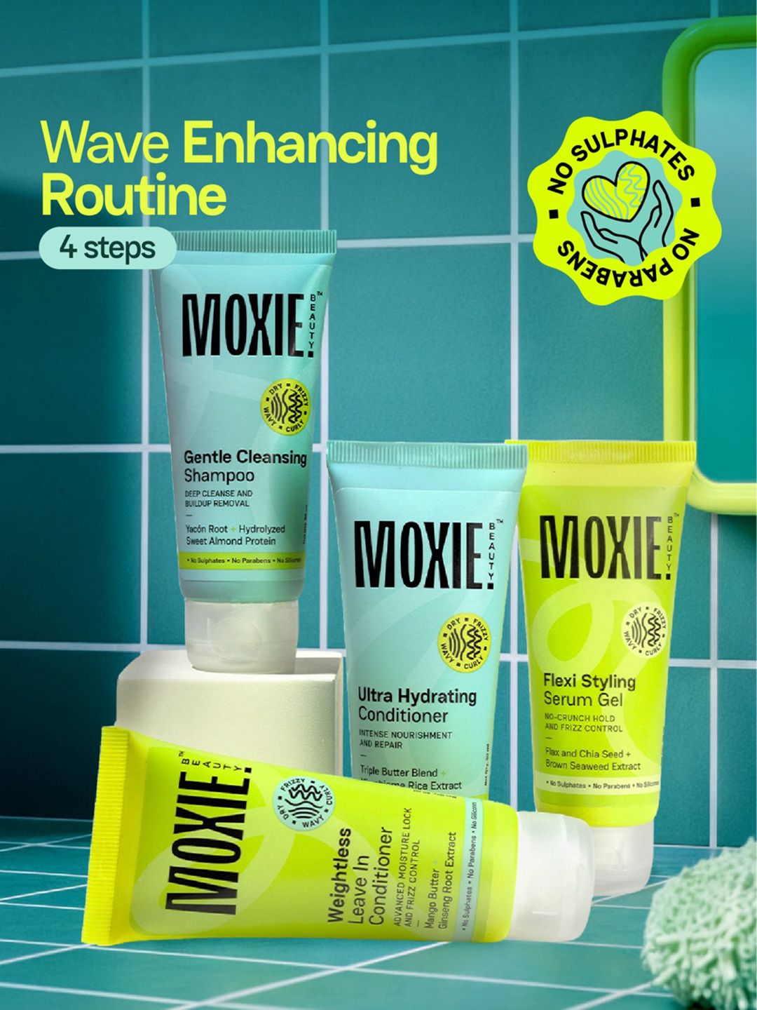 Buy MOXIE BEAUTY  Wavy Travel Routine   Shampoo + Conditioner + Leave In + Styling Serum Gel -  - Personal Care for Unisex