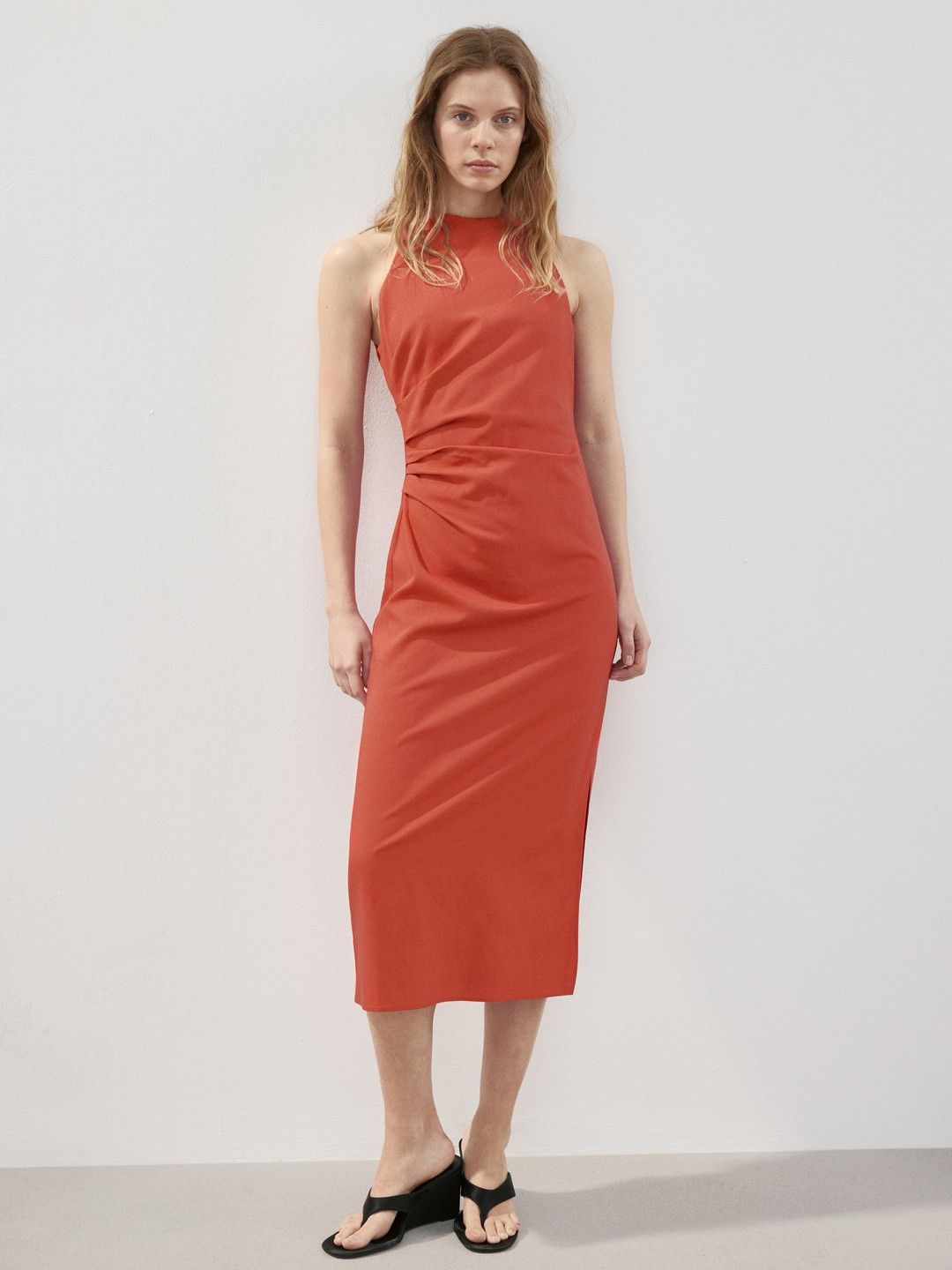 Halter Neck Gathers Sheath Dress