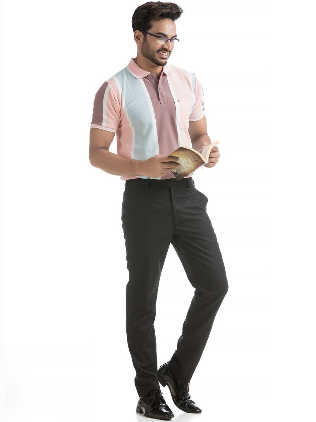 VITAL Men Colourblocked Polo Collar Pockets T-shirt