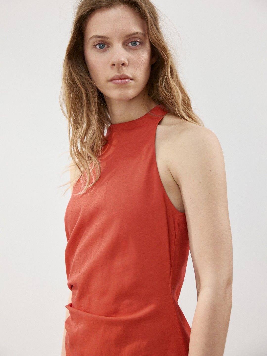 Halter Neck Gathers Sheath Dress 2
