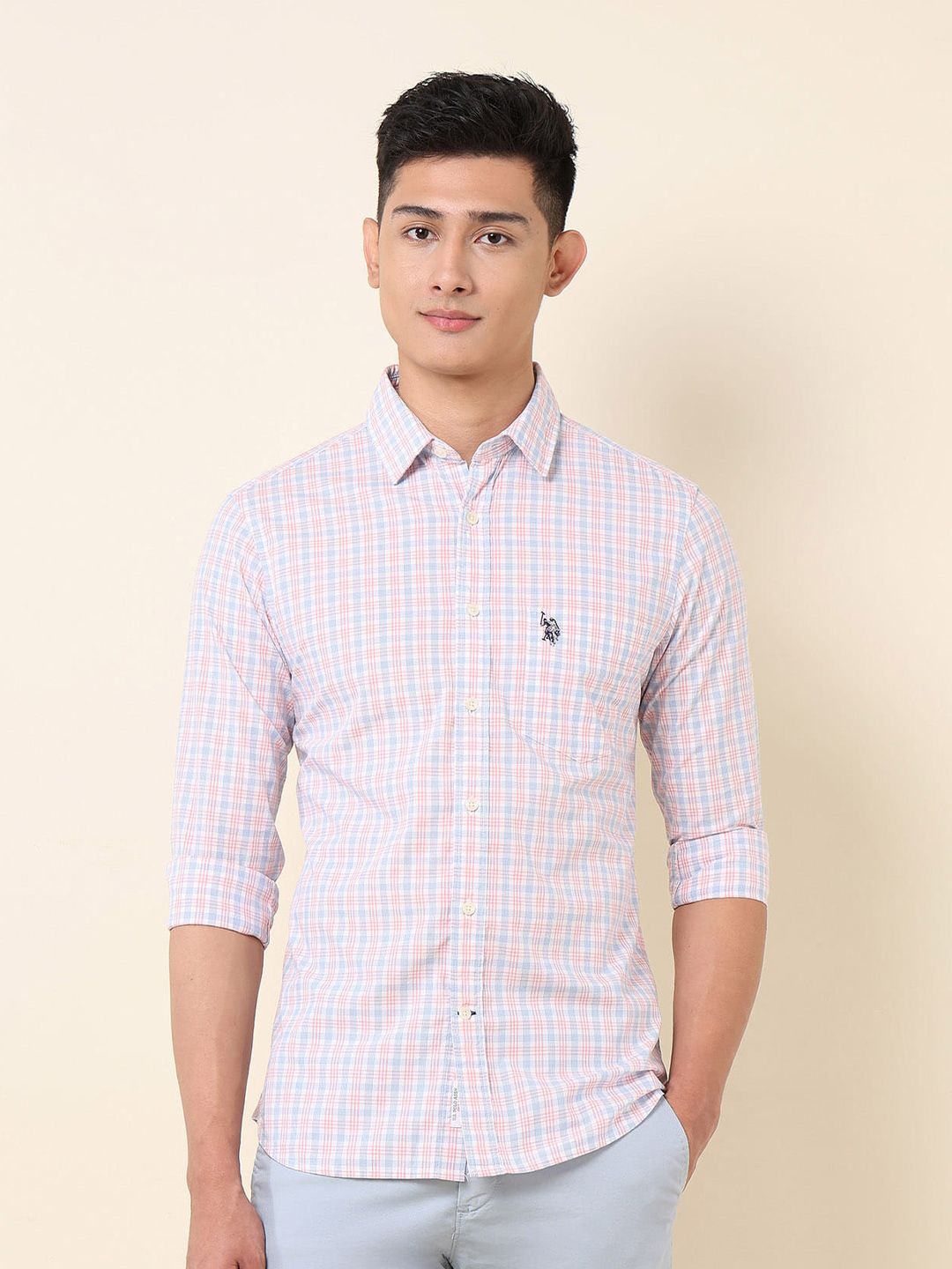 U.S. Polo Assn. Pure Cotton Tailored Fit Checked Casual Shirt