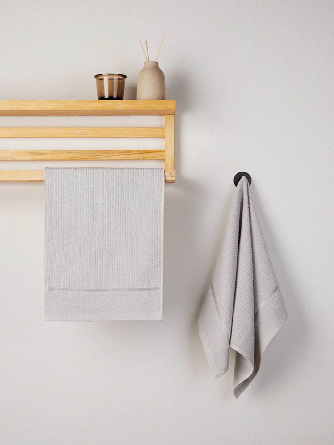 Himeya Grey 2 Pieces 300 GSM Terry Cotton Hand Towels