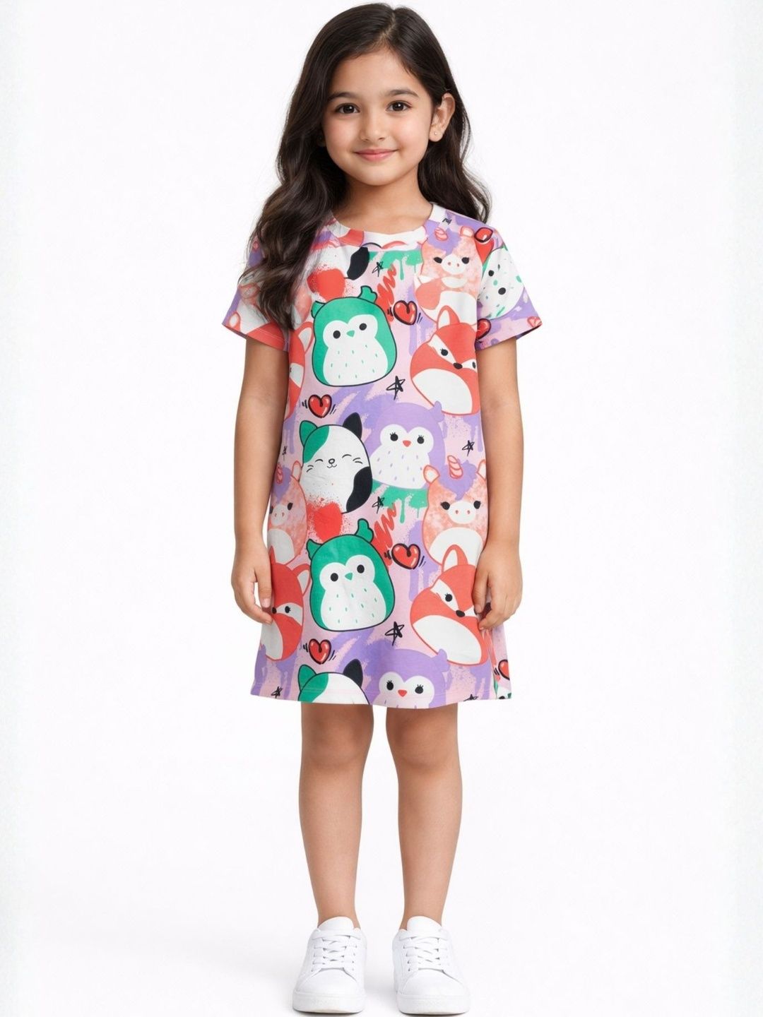 Kids Girls Pack of 3 Graphic Printed Cotton Short Sleeve Nightdresses 2