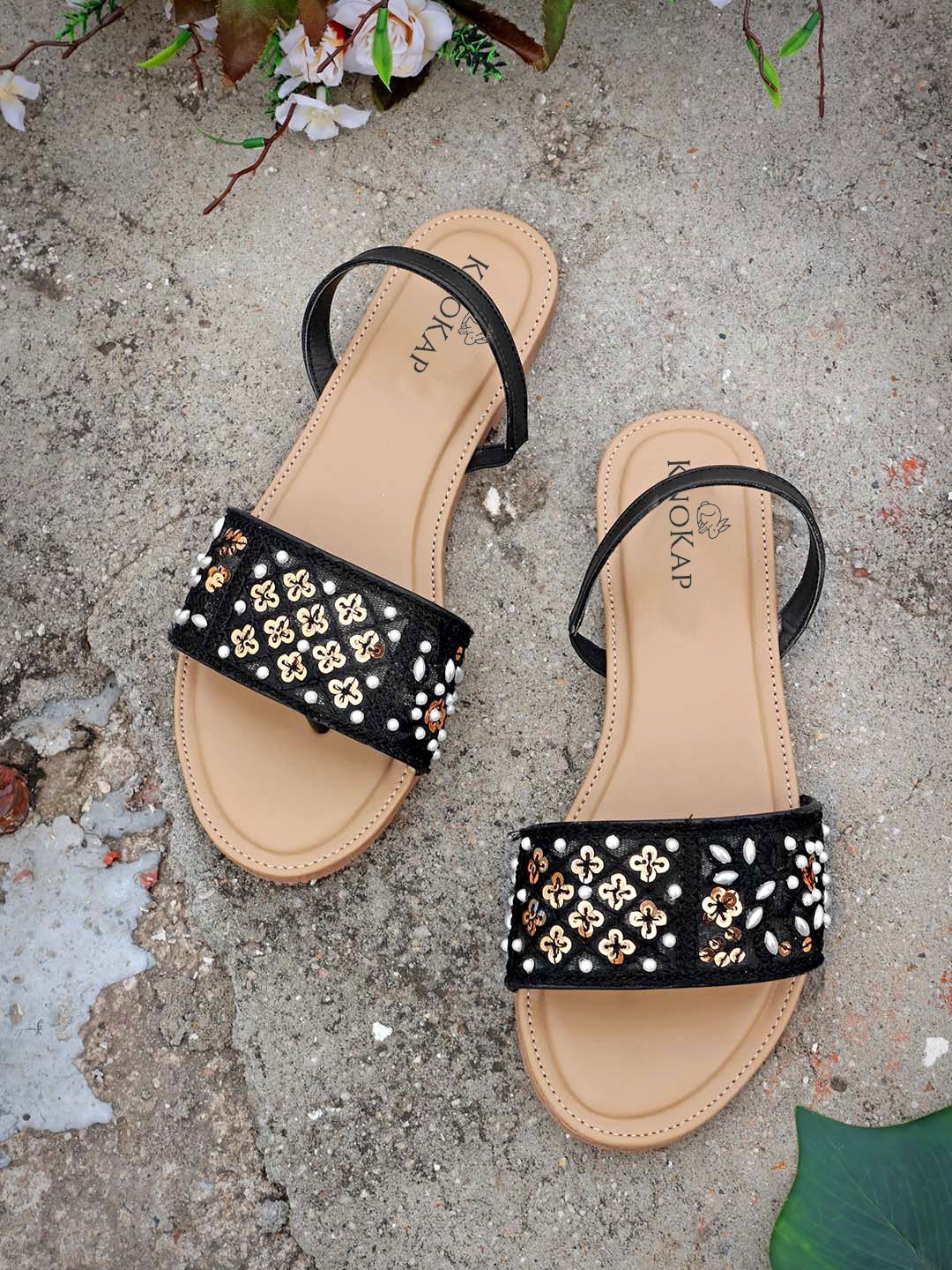 KNOKAP Women Embellished Party Open Toe Flats