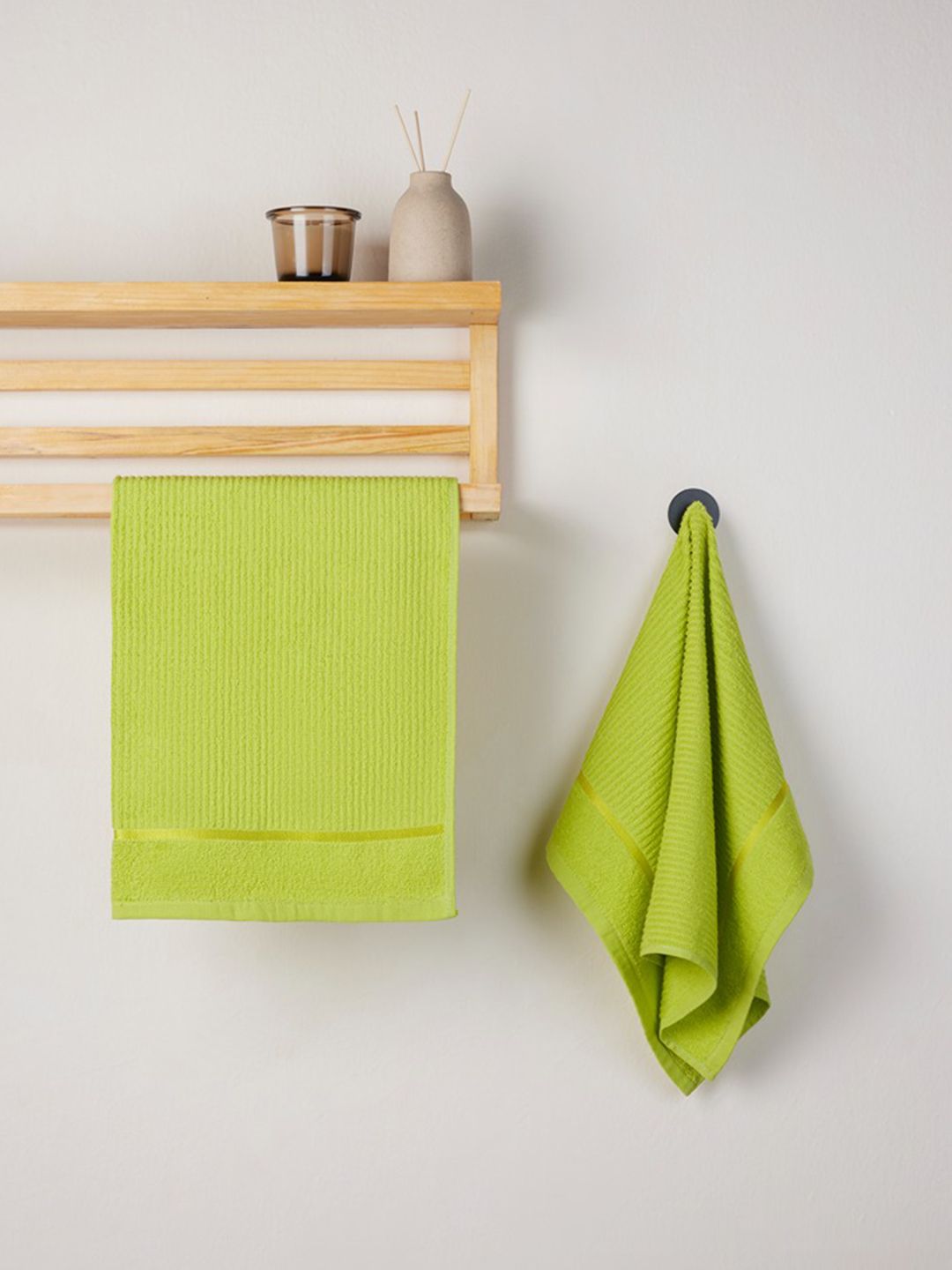 Himeya Lime Green 2 Pieces 300 GSM GSM Cotton Hand Towel
