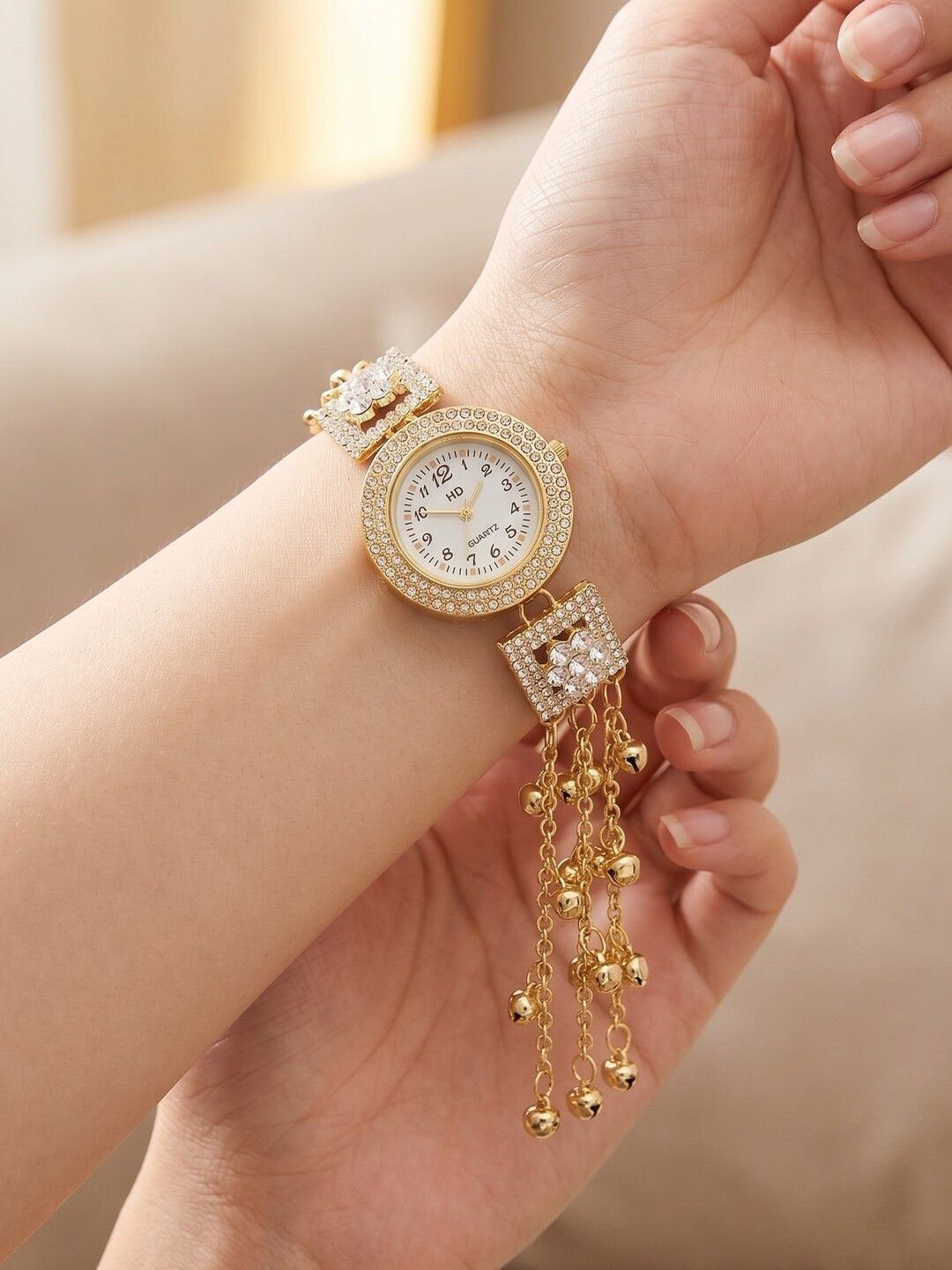Buy Nui Women Gold Plated Textured Analogue Bangle Style Watch -  - Accessories for Women