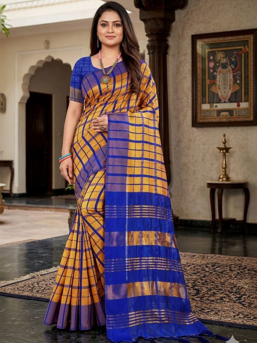 PRIYANSH CREATION Woven Design Silk Cotton Handloom Uppada Saree