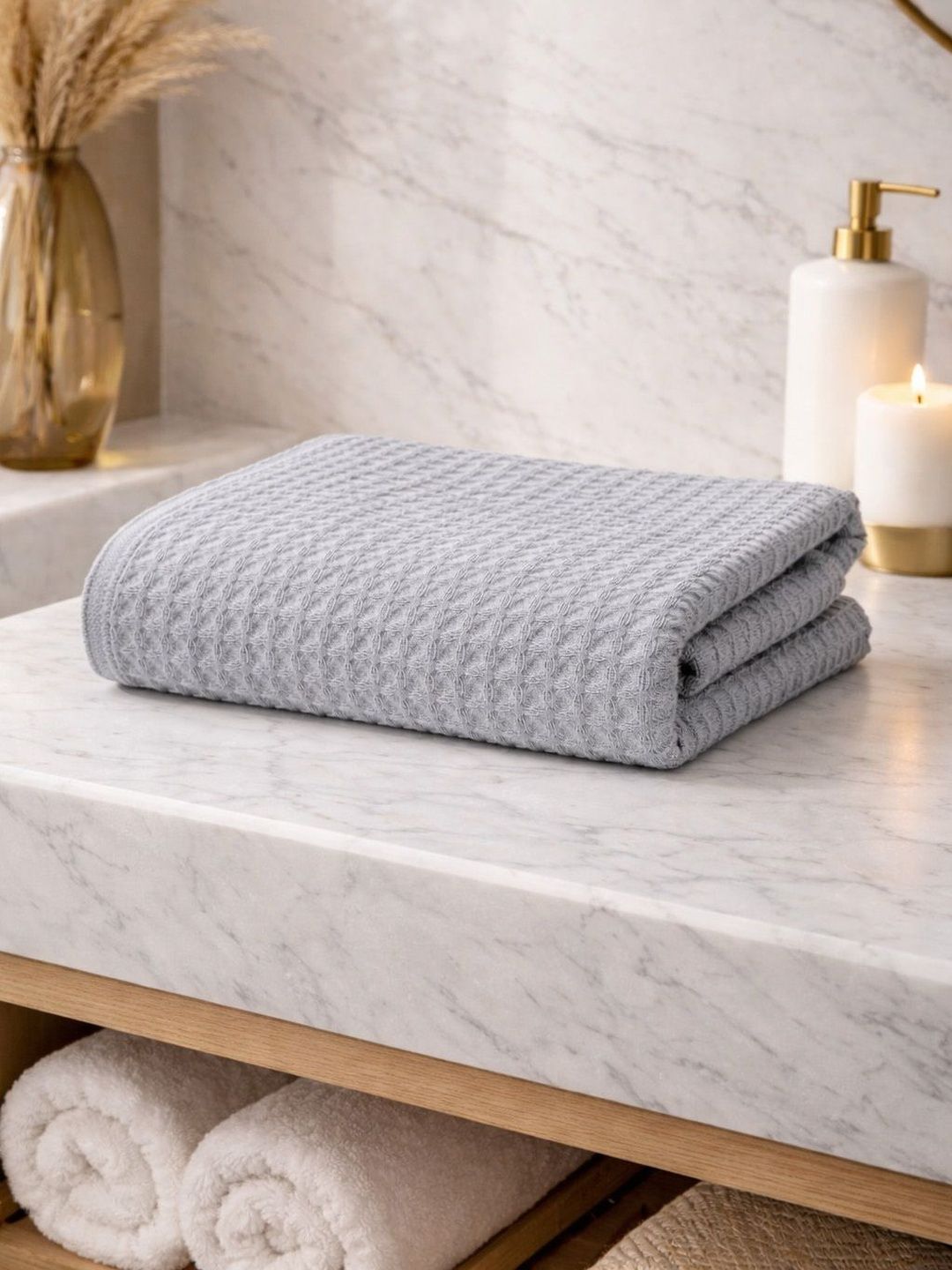 Mulberry Living Silver-Toned & Grey 1 Cotton 225 GSM Bath Towel